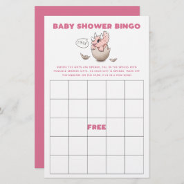 Pink Dinosaur Baby Dusche Bingo Spiel