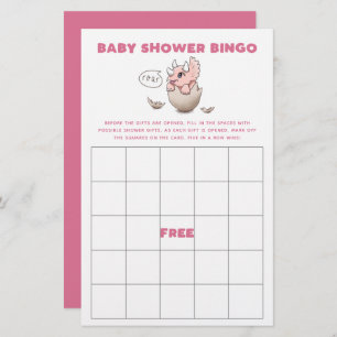 Pink Dinosaur Baby Dusche Bingo Spiel