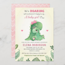 Pink Dinosaur Baby Girl Dusche Wild Sweet Sprinkle