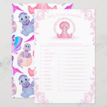 Pink Dinosaur Baby Word Scramble Baby Showspiel