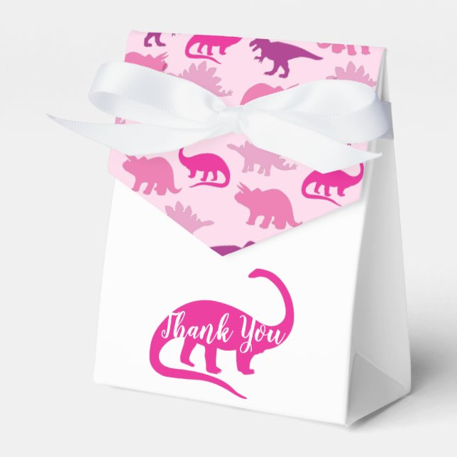 Pink Dinosaur Babydusche Geschenkschachtel (Vorderseite)