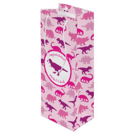 Pink Dinosaur Babydusche Geschenktüte Für Weinflaschen