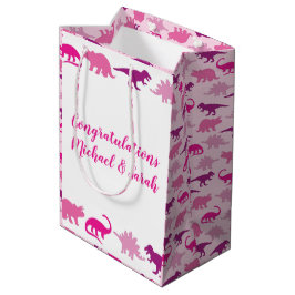 Pink Dinosaur Babydusche Mittlere Geschenktüte