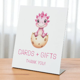Pink Dinosaur Cards and Gifts Baby Shower Sign Sockelschild