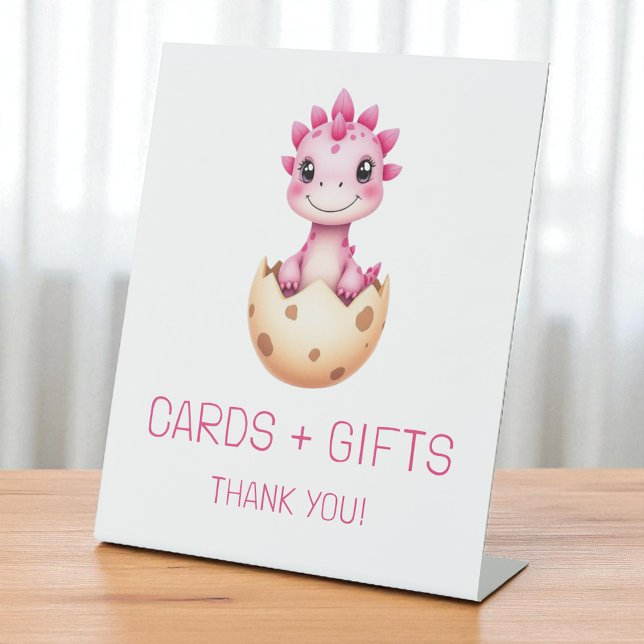 Pink Dinosaur Cards and Gifts Baby Shower Sign Sockelschild (Von Creator hochgeladen)