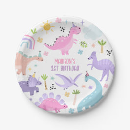 Pink Dinosaur Geburtstagsparty Pappteller