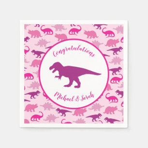 Pink Dinosaur Kinderdusche Niedlich Dino Girl Serviette