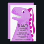 Pink Dinosaur Princess Birthday Party Einladung<br><div class="desc">Cute birthday invitation for your child's dinosaur theme party! Cartoon style illustration of a pink dinosaur. The t rex is wearing a tiny pink party hat. You can add the party information on the dinosaur's body. Text is easily editable online.</div>