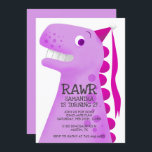 Pink Dinosaur Princess Birthday Party Einladung<br><div class="desc">Cute birthday invitation for your child's dinosaur theme party! Cartoon style illustration of a pink dinosaur. The t rex is wearing a tiny pink party hat. You can add the party information on the dinosaur's body. Text is easily editable online.</div>