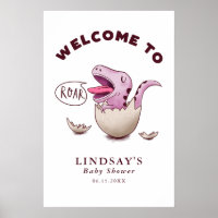 Pink Dinosaur Thema Kinderdusche Begrüßungszeichen