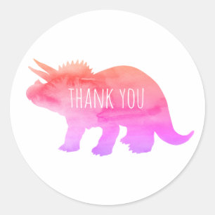 Pink Dinosaur Triceratops Vielen Dank Runder Aufkleber