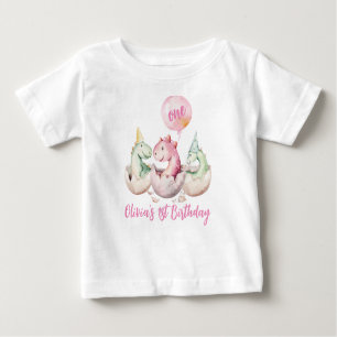Pink Dinosaurier 1. Geburtstags-Shirt Baby T-shirt