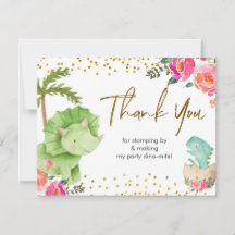 Pink Dinosaurier Danke Karte