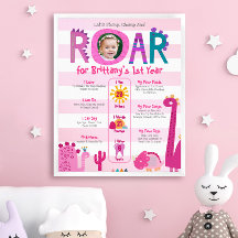 Pink Dinosaurier Foto Girl 1. Geburtstag Meilenste