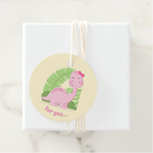 Pink Dinosaurier Geburtstag Geschenkanhänger