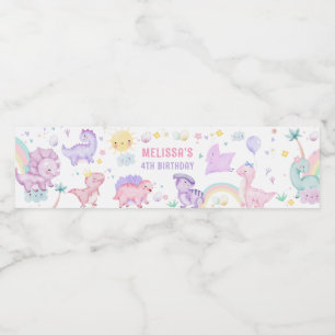 Pink Dinosaurier Geburtstagsparty Wasserflasche Et Wasserflaschenetikett