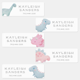 Pink Dinosaurier Kids Labels Kinderetiketten