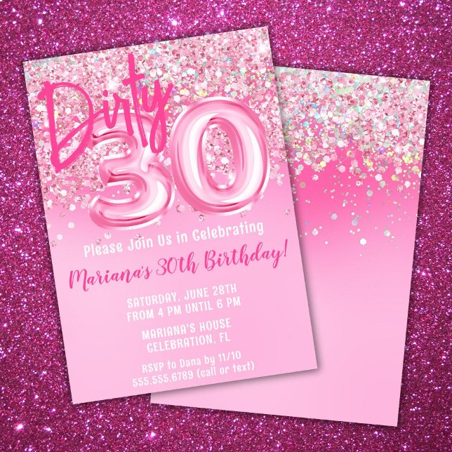 Pink Dirty 30 Geburtstag Einladung Glitzer (Von Creator hochgeladen)