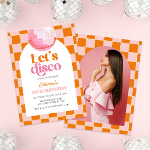 Pink Disco Ball 30. Geburtstag Einladung