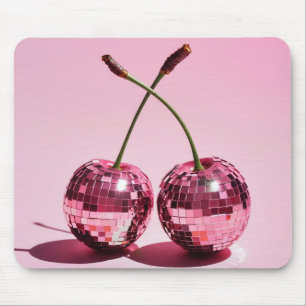 Pink Disco Ball Cherries Pink Red Girl Mouse Pad Mousepad