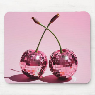 Pink Disco Ball Cherries Pink Red Girl Mouse Pad Mousepad
