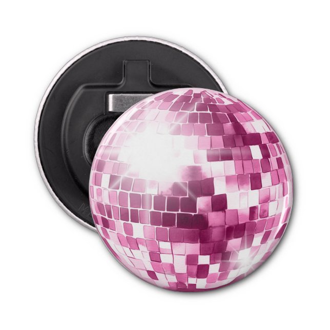 Pink Disco Ball Flaschenöffner (Vorderseite)