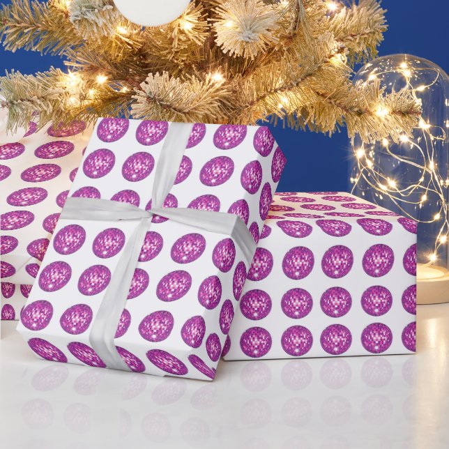 Pink Disco Ball Pattern Geschenkpapier (Feiertage)