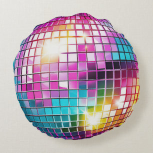 Pink Disco Ball Pattern Rundes Kissen