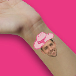 Pink Disco Cowgirl Anpassbare Groom Face Hand Aufkleber