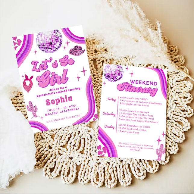 Pink Disco Cowgirl Bachelorette Rodeo Wochenende Einladung (Von Creator hochgeladen)