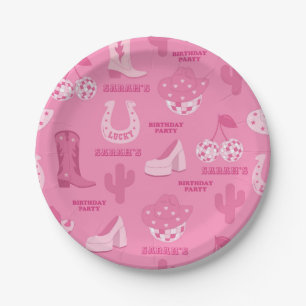 Pink   Disco Cowgirl Geburtstagsparty Pappteller