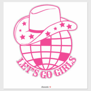 Pink Disco Cowgirl Go Girls Aufkleber