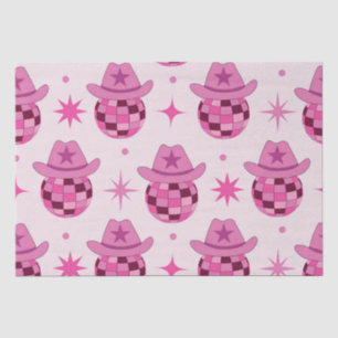 Pink Disco Cowgirl Hutform Muster mit Sternen Seidenpapier