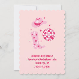 Pink Disco Cowgirl Junggeselinnen-Abschied Einladu Einladung