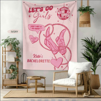 Pink Disco-Cowgirl Nashville-Rodeo-Tapete Wandteppich