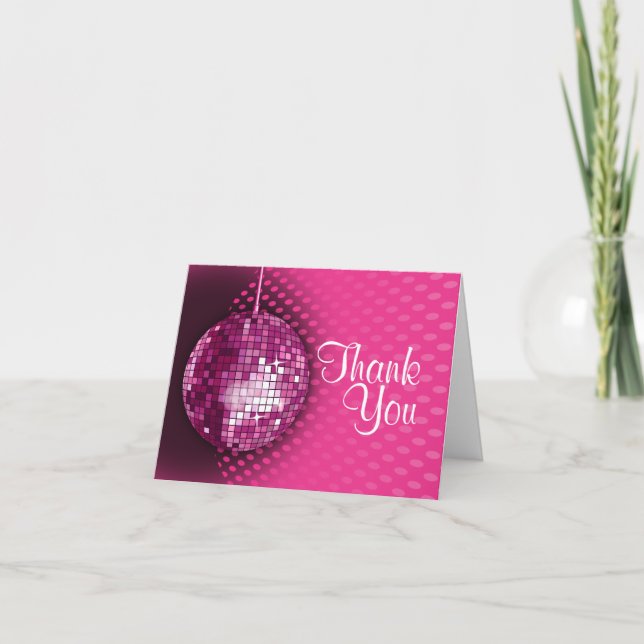 Pink Disco Geburtstagsparty Danke (Vorderseite)