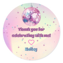 Pink Disco Geburtstagsparty Danke Stickers
