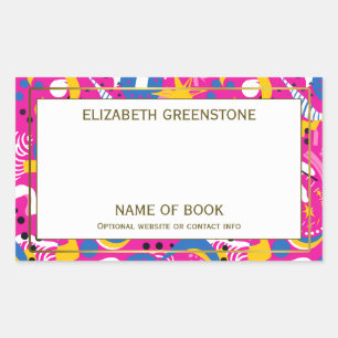 Pink Disco Themed Author Signature Buchzeichen Rechteckiger Aufkleber