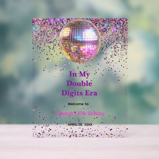 Pink Disco Trendy In My Double Digits Era Birthday Acrylschild (Neutral)
