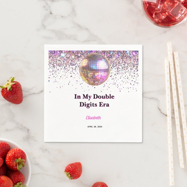 Pink Disco Trendy In My Double Digits Era Birthday Serviette (Beispiel)