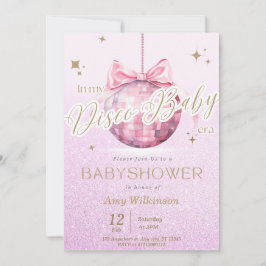 Pink Discoball Babydusche Einladung TS
