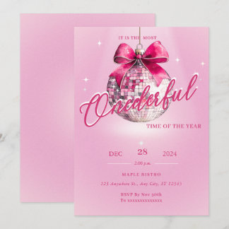 Pink Discoball Einladung zum Geburtstag