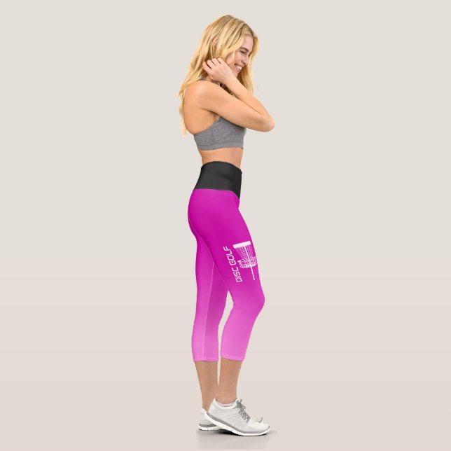 Pink Disk Golf Yoga Pants Capri Leggings (Rechts)