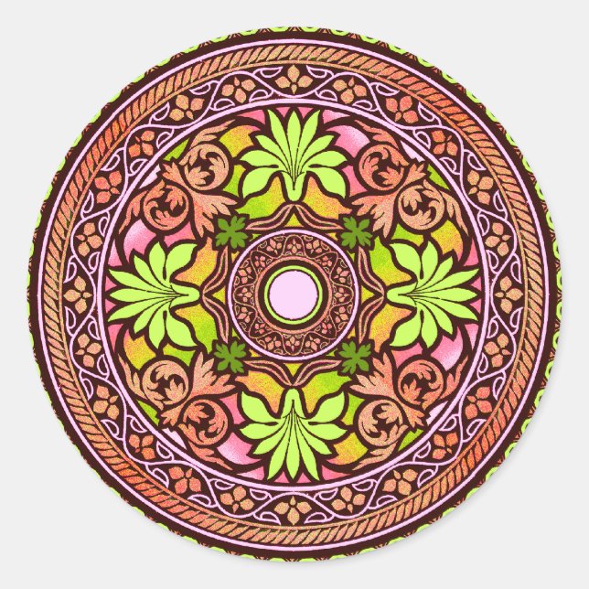 Pink Disk Indian Wedding Einladungs-Aufkleber Runder Aufkleber (Vorderseite)