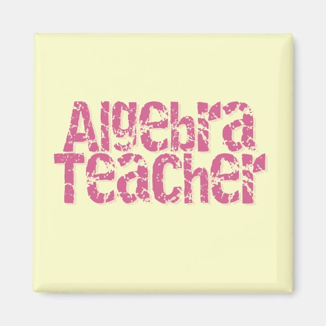Pink Distressed Text Algebra Lehrer Magnet (Vorne)