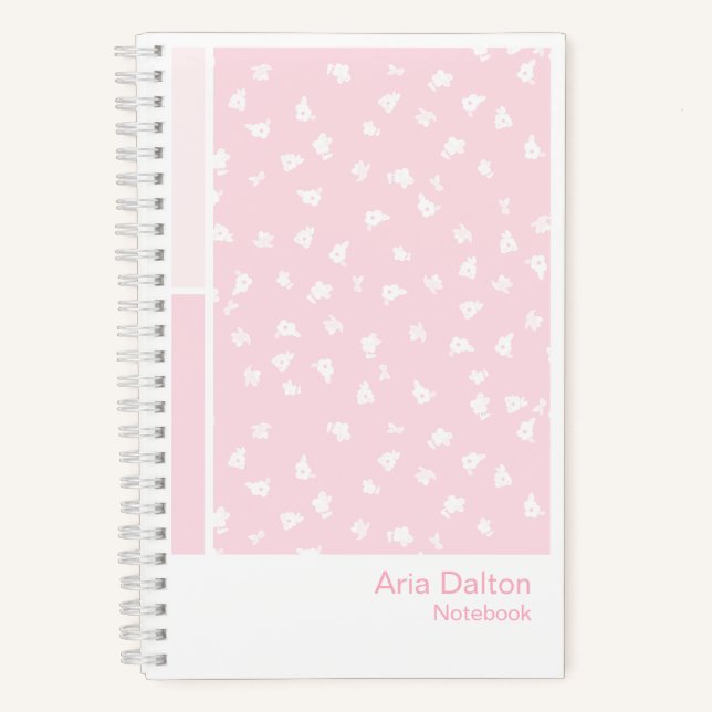 Pink Ditsy Floral Vertical Palette Notebook Notizbuch (Vorderseite)