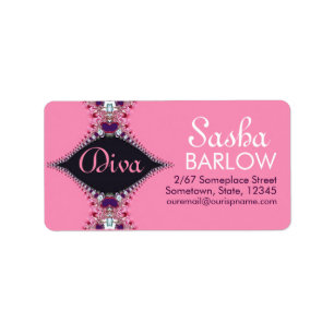 Pink Diva Jewel Lace Monogram Address Label Adressaufkleber