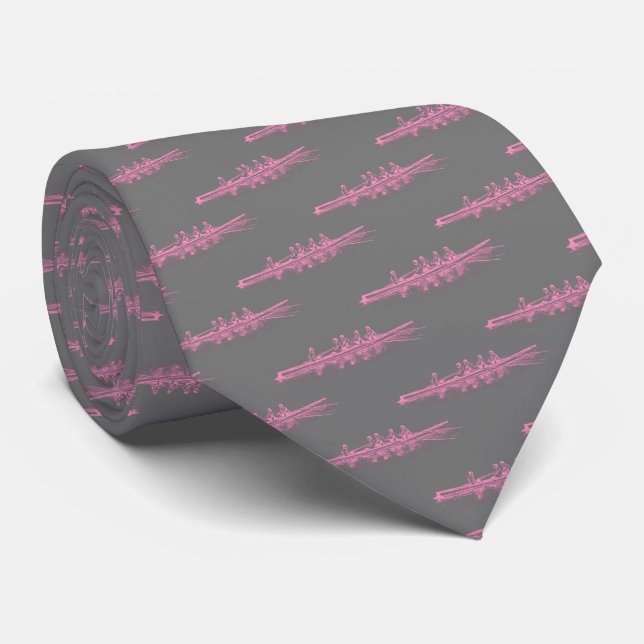 Pink Dk Grau Rowing Rowers Crew Team Wassersport Krawatte (Gerollt)
