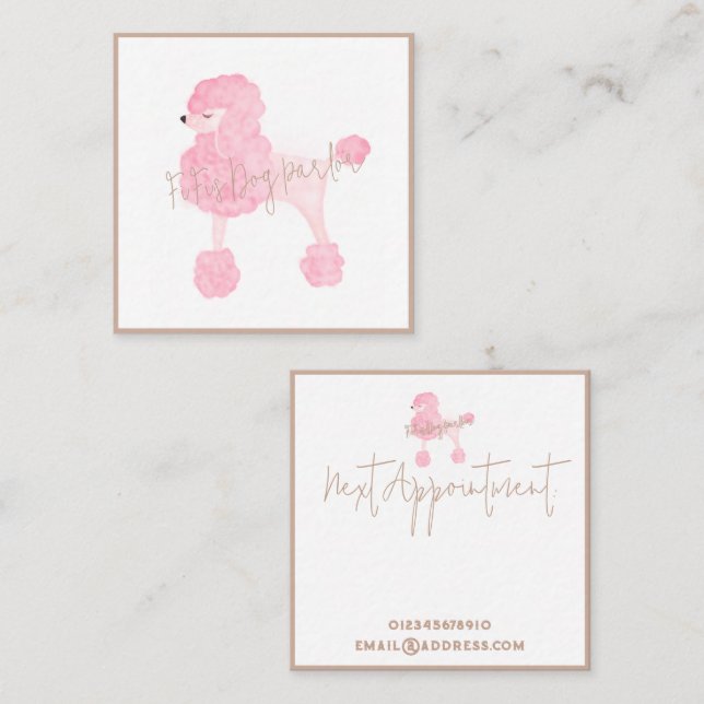 Pink Dog Business Card Quadratische Visitenkarte (Vorne/Hinten)