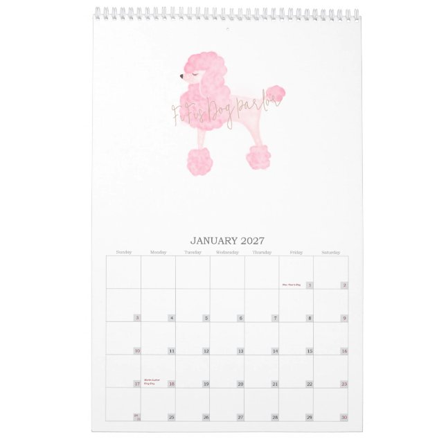 Pink Dog Custom Business Kalender (Jan 2027)
